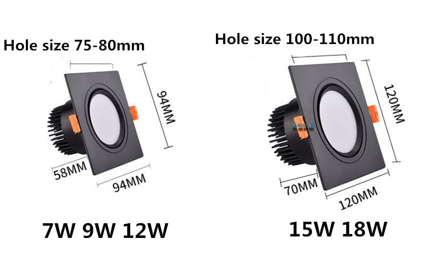 Dimmable LED COB Spotlight Ceiling lamp AC85-265V 3W 5W 7W 9W 12W 15W Aluminum recessed downlights round Led Spot Light