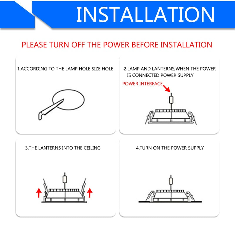 LED Ultra thin Downlight lamp 24W 18W 12W 9W 6W 3W AC110V 220V led ceiling recessed grid downlight slim round square panel light