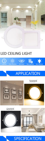 LED Ultra thin Downlight lamp 24W 18W 12W 9W 6W 3W AC110V 220V led ceiling recessed grid downlight slim round square panel light