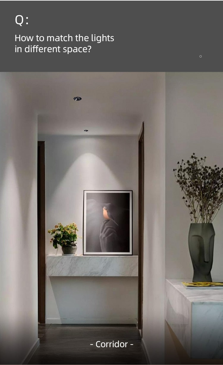 Aisilan LED recessed downlight Frameless anti-glare for living room corridor bedroom Angle Adjustable cutout size 8cm spot light LED