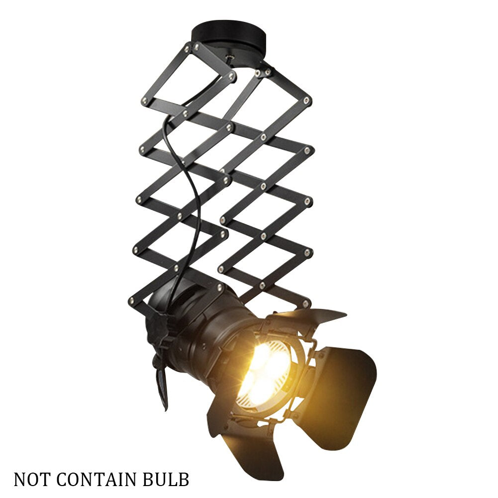 E27 Exhibition Hall Iron Art Bedroom Track Ceiling Lamp Bar Retro Industrial Hotel Telescopic Spotlight High Power Adjustable