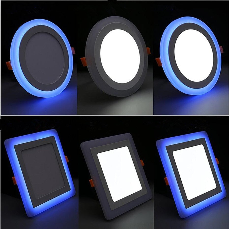 LED Ceiling 6W 9W 16W 24W Recessed panel Light Panel lamp home decoration round square Led Panel Downlight Blue +White 2 colors