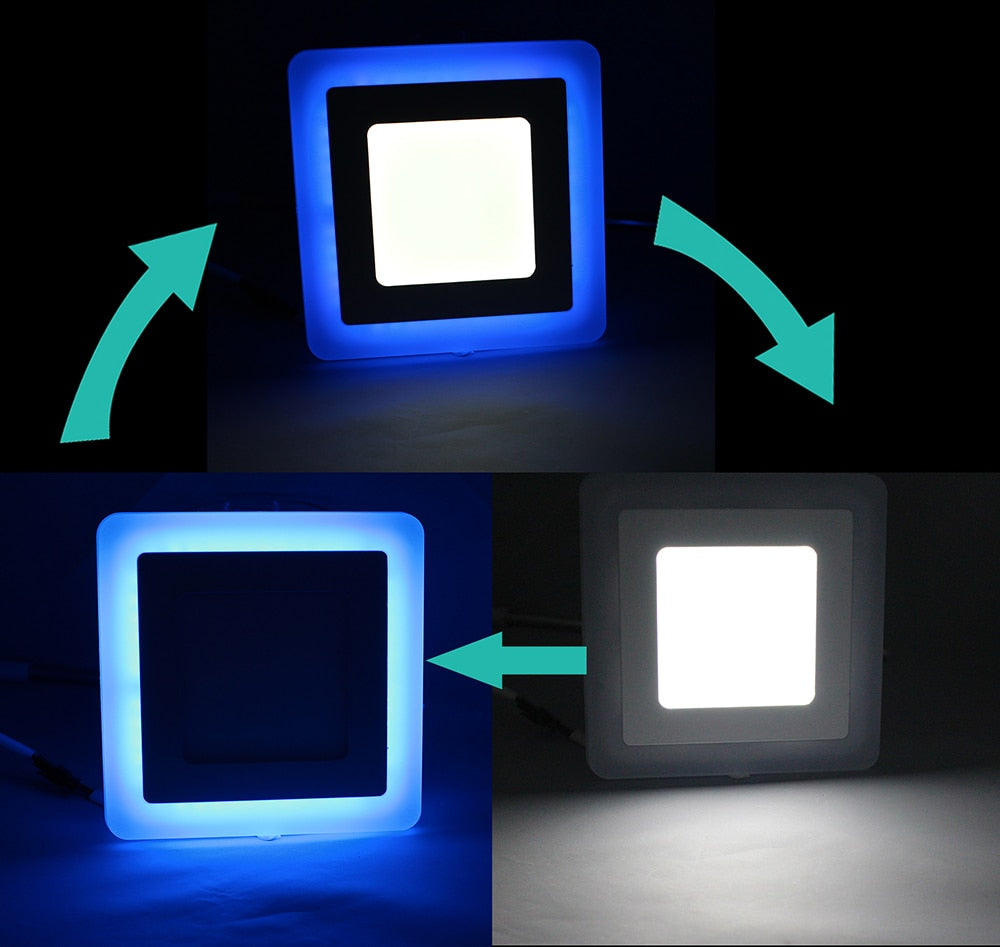 LED Ceiling 6W 9W 16W 24W Recessed panel Light Panel lamp home decoration round square Led Panel Downlight Blue +White 2 colors
