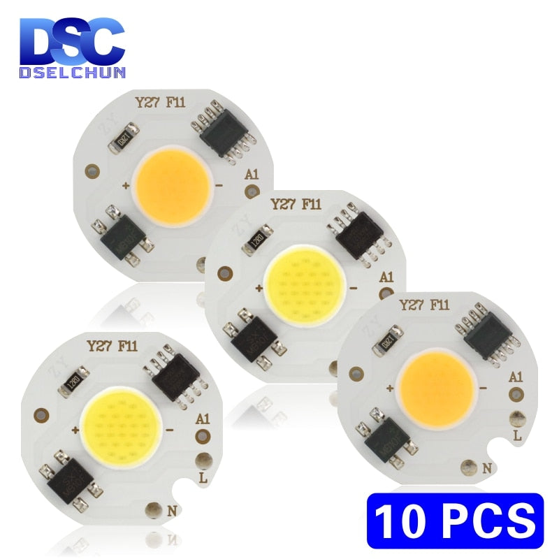 LED COB Chip 220V 10pcs/lot 3W 5W 7W 9W Smart IC No Need Driver LED Bulb Lamp for Flood Light Spotlight Downlight Diy Lighting