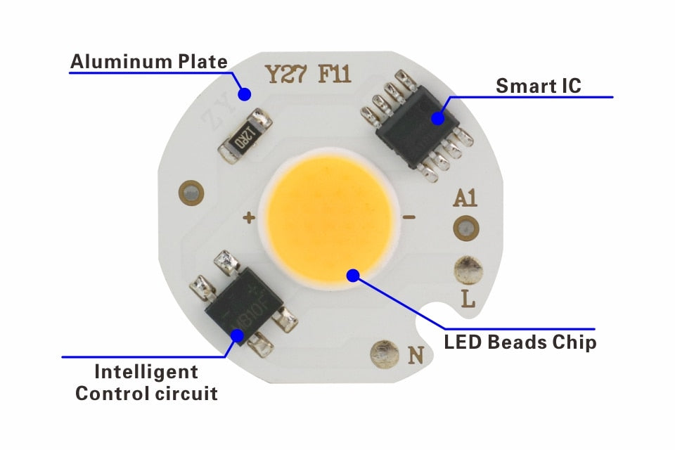 LED COB Chip 220V 10pcs/lot 3W 5W 7W 9W Smart IC No Need Driver LED Bulb Lamp for Flood Light Spotlight Downlight Diy Lighting