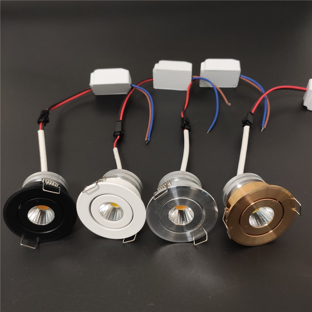 LED 3w 5w cob spot light dimmable Opening 4-4.5 cm downlight Recessed aluminum white black gold silver 110V 220V