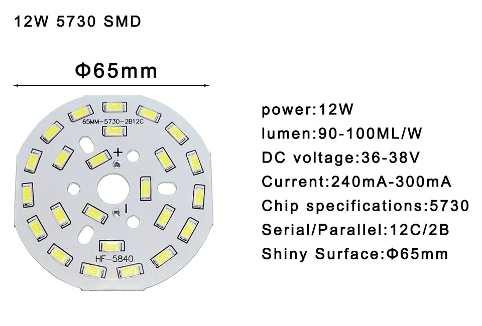 LED 5pcs/lot SMD 5730 lamp Bead 3W 7W 12W 18W 24W 36W Brightness Light Board For led bulb led downlight led spotlight