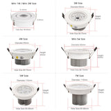 Downlight LED 1pcs 1W 3W 4W 5W 7W Spot Light Dimmable IP44 Indoor Recessed LED Lamp Light Adjustable AC110V 220V