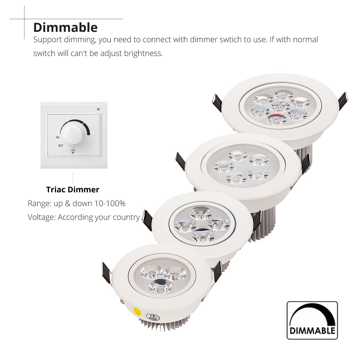 Downlight LED 1pcs 1W 3W 4W 5W 7W Spot Light Dimmable IP44 Indoor Recessed LED Lamp Light Adjustable AC110V 220V