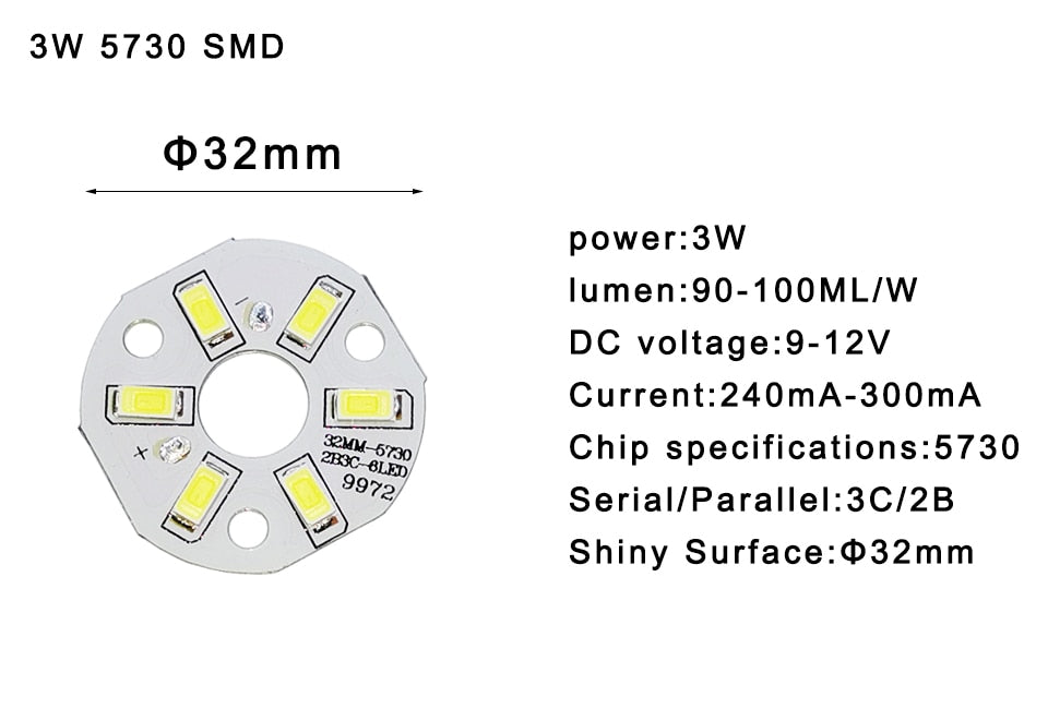 10pcs/lot 3W 7W 12W 18W 24W 36W 5730 Brightness SMD lamp Bead Board Led Lamp Panel For Ceiling PCB With LED downlight