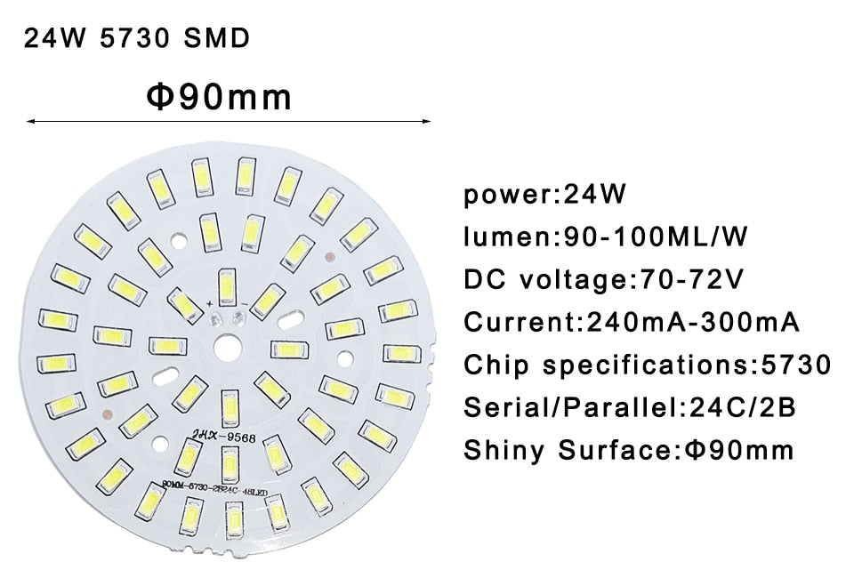 10pcs/lot 3W 7W 12W 18W 24W 36W 5730 Brightness SMD lamp Bead Board Led Lamp Panel For Ceiling PCB With LED downlight