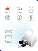 Benexmart Tuya Zigbee 3.0 Smart Led Downlight RGBCW 2.5 3.5 4.5 6 Inch Round Ceiling Light Indoor Spotlighting Alexa SmartThings