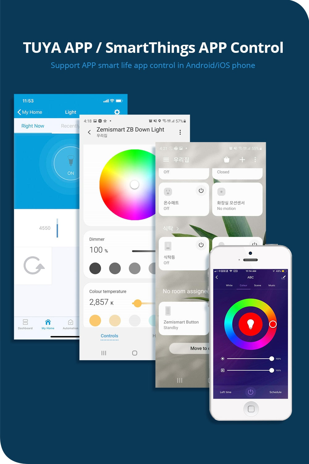 Benexmart Tuya Zigbee 3.0 Smart Led Downlight RGBCW 2.5 3.5 4.5 6 Inch Round Ceiling Light Indoor Spotlighting Alexa SmartThings