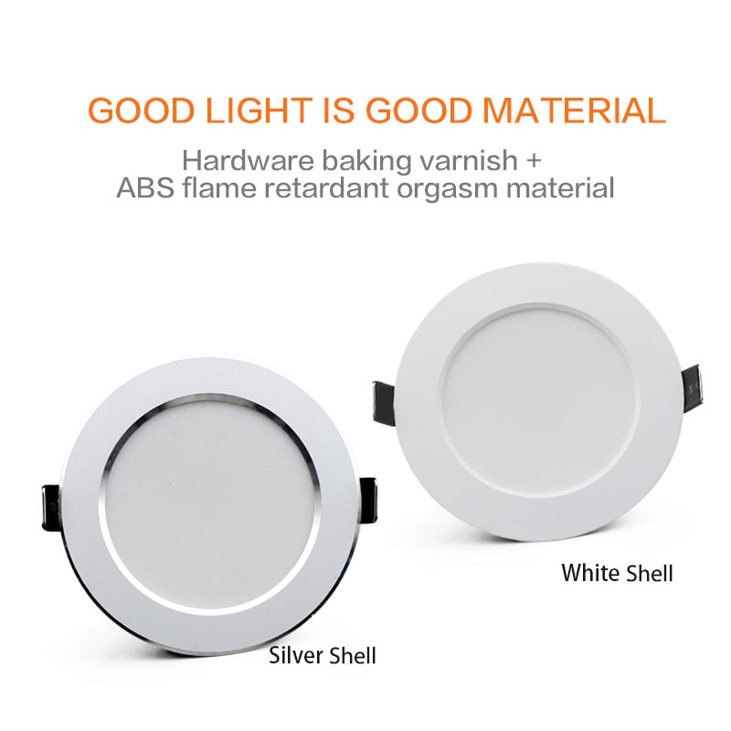 Silver Led LED Downlight 18W 15W 12W 9W 7W Silver White Shell AC220V 230V spot le ...