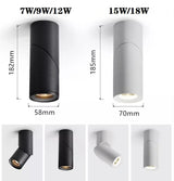Dimmable Rotating LED Downlights 7W 9W 12W 15W 18W COB LED Ceiling Spot Lights AC110-220V LED Ceiling Wall Lamp Indoor Lighting
