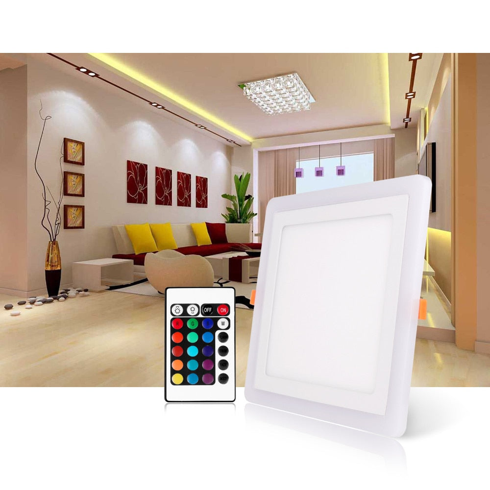 RGB Led Panel Light 6w/9w/16w/24W Ultra Thin Recessed LED Ceiling downlight Acrylic Panel Lamp with Remote Control 3 Models
