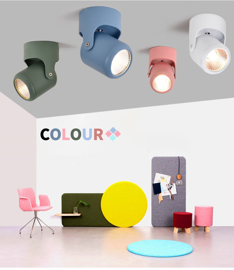COB LED Downlight Surface Mounted Led Ceiling Lamp Colorful Led Spot 7W 10W 15W 20W Adjustable 180 Degree Rotation Indoor Lights