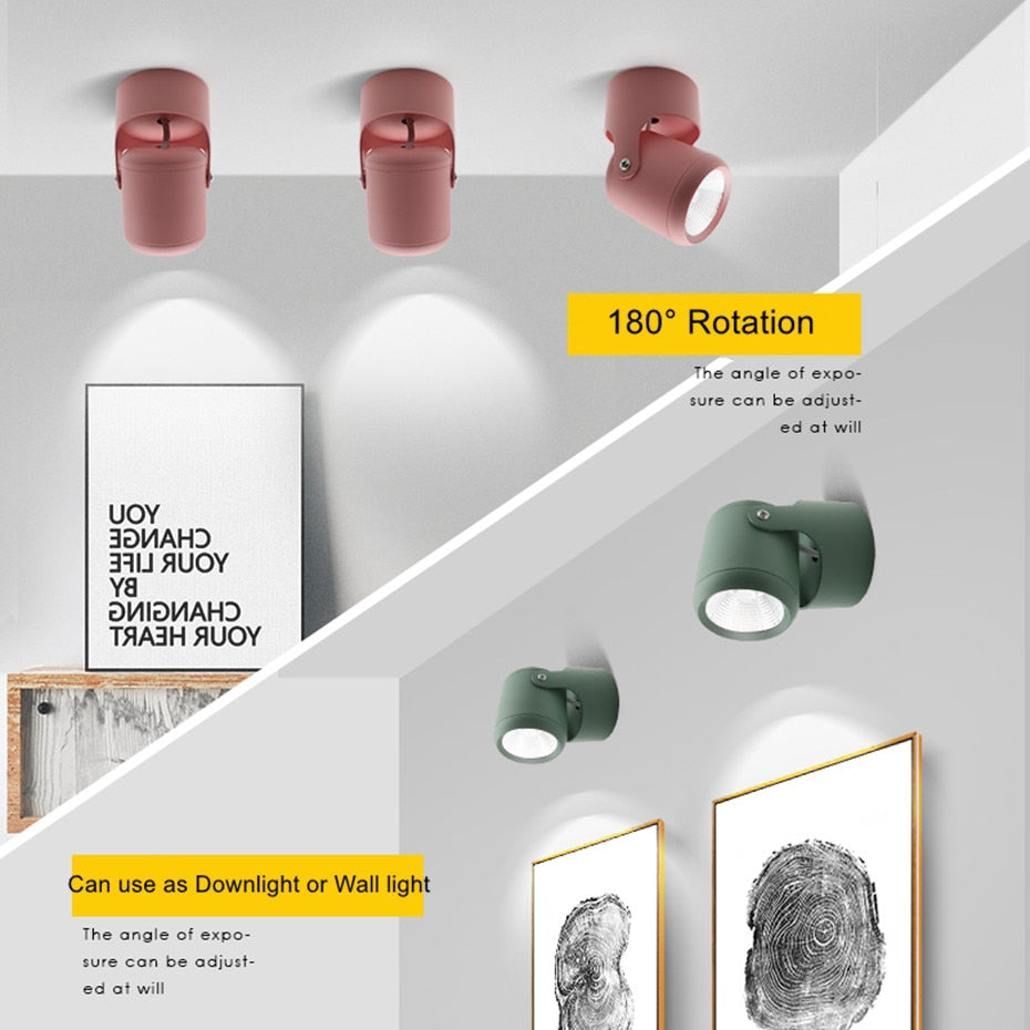 COB LED Downlight Surface Mounted Led Ceiling Lamp Colorful Led Spot 7W 10W 15W 20W Adjustable 180 Degree Rotation Indoor Lights