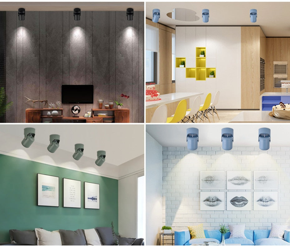 COB LED Downlight Surface Mounted Led Ceiling Lamp Colorful Led Spot 7W 10W 15W 20W Adjustable 180 Degree Rotation Indoor Lights