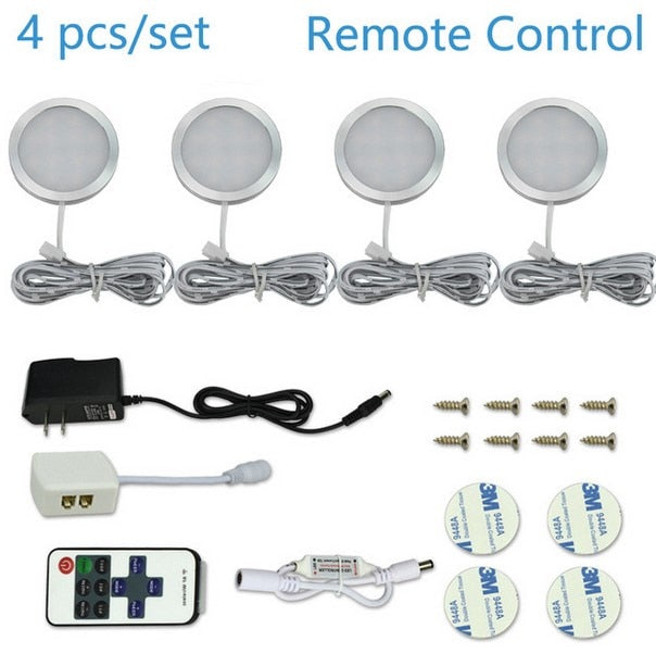 Under Cabinet Light 3/4/6/8PCs/set 12V Wireless Downlight Spotlights Kitchen Cabinets Cupboard Light Stair Lights LED Lighting