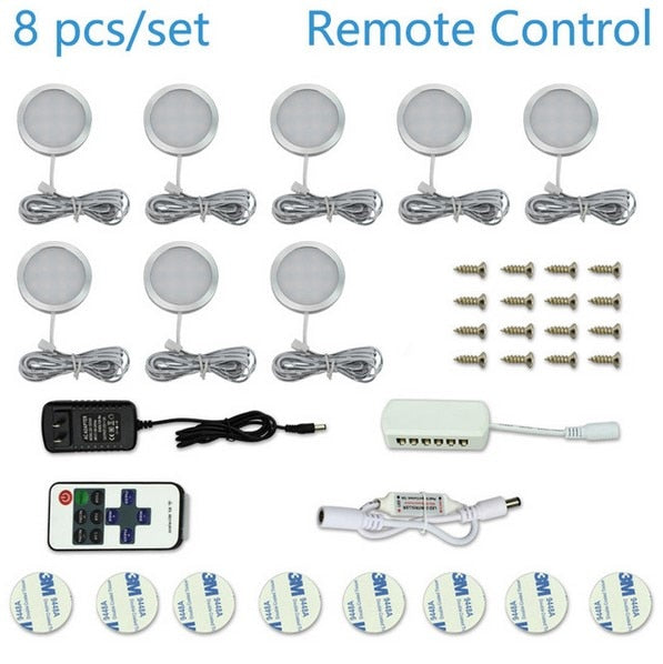 Under Cabinet Light 3/4/6/8PCs/set 12V Wireless Downlight Spotlights Kitchen Cabinets Cupboard Light Stair Lights LED Lighting