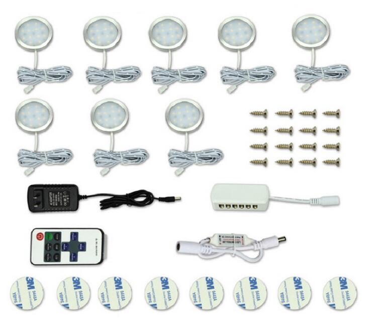 Under Cabinet Light 3/4/6/8PCs/set 12V Wireless Downlight Spotlights Kitchen Cabinets Cupboard Light Stair Lights LED Lighting