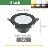 Kaguyahime LED Downlight 3000k 4500K 6000K Round Spot Light 5w 3w Indoor Recessed Lamp AC 220V Gold Silver Surface LED Spotlight