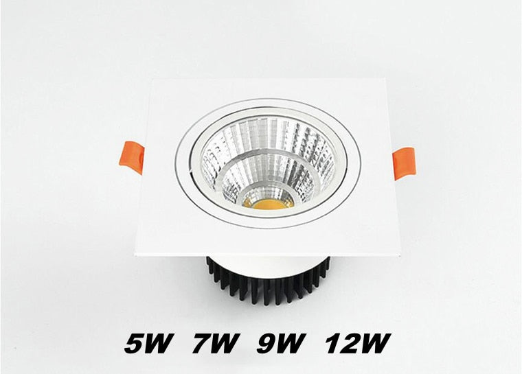 Square Dimmable Recessed COB LED Downlights 7W 9W 12W 18W LED Ceiling Spot Lights AC85-265V LED Ceiling Lamps Indoor Lighting