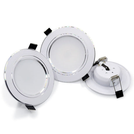 4Pcs Bright LED Downlight 5w 9w 15w Silver Border  Round Ceiling Recessed Spot Light 110V 220V 230v Down Light Cold Warm White