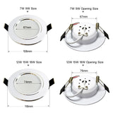 4Pcs Bright LED Downlight 5w 9w 15w Silver Border  Round Ceiling Recessed Spot Light 110V 220V 230v Down Light Cold Warm White