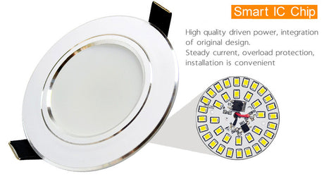 4Pcs Bright LED Downlight 5w 9w 15w Silver Border  Round Ceiling Recessed Spot Light 110V 220V 230v Down Light Cold Warm White