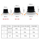 Dimmable Led Downlight Light Angle Adjustable COB Ceiling Spot Light 3W 5W 7W 9W 12W 15W AC85-265V Ceiling Recessed Lights