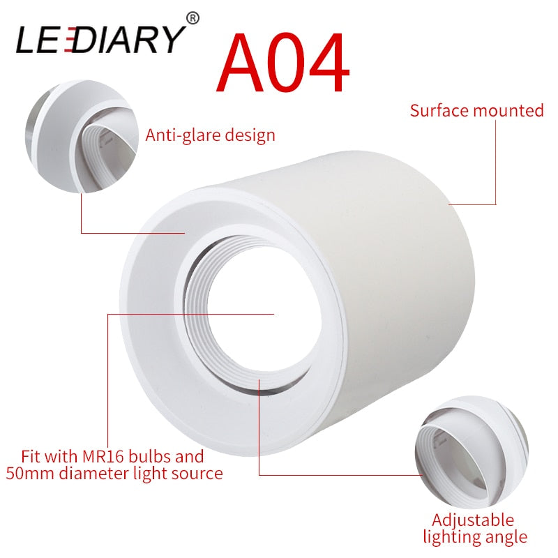 LEDIARY MR16 GU10 Downlight Frame Frosted Plastic White Recessed Ceiling Light Fitting 75mm Cut Hole Anti-glare Design