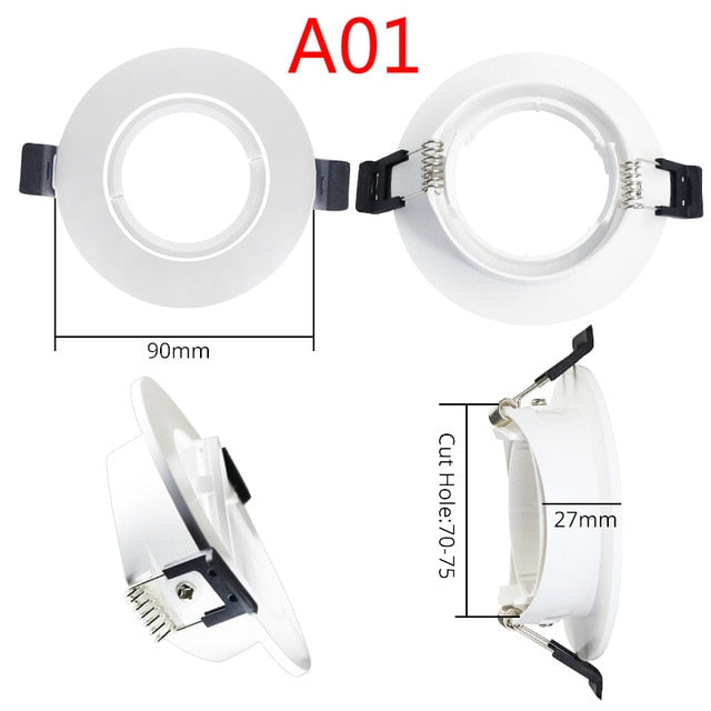 LEDIARY MR16 GU10 Downlight Frame Frosted Plastic White Recessed Ceiling Light Fitting 75mm Cut Hole Anti-glare Design