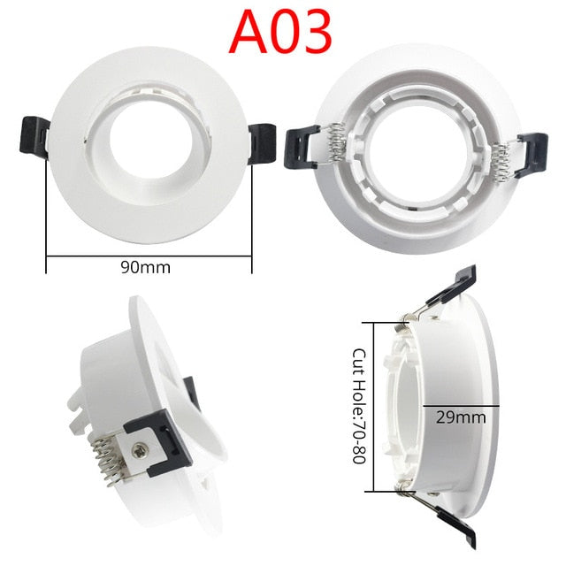 LEDIARY MR16 GU10 Downlight Frame Frosted Plastic White Recessed Ceiling Light Fitting 75mm Cut Hole Anti-glare Design