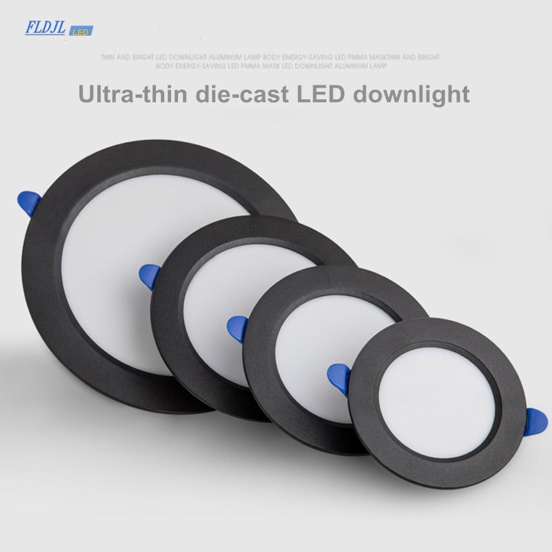 Round LED ultra-thin downlight embedded household 5W 9W 12W 18W  living room aisle AC220V