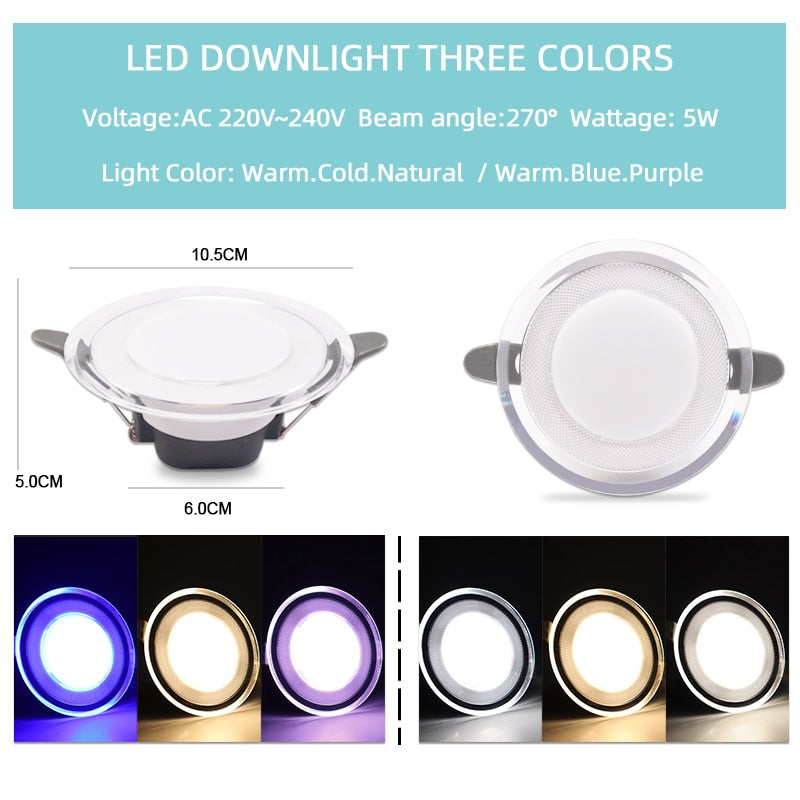 Led Downlight 10pcs 3W 5W AC220V-240V new six color led recessed downlight Kitchen living room led light spot Indoor round light