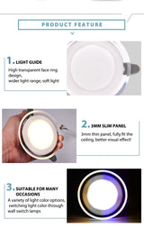 Led Downlight 10pcs 3W 5W AC220V-240V new six color led recessed downlight Kitchen living room led light spot Indoor round light