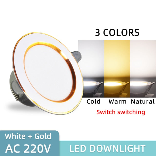 Led Downlight 10pcs 3W 5W AC220V-240V new six color led recessed downlight Kitchen living room led light spot Indoor round light