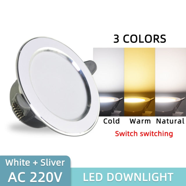 Led Downlight 10pcs 3W 5W AC220V-240V new six color led recessed downlight Kitchen living room led light spot Indoor round light