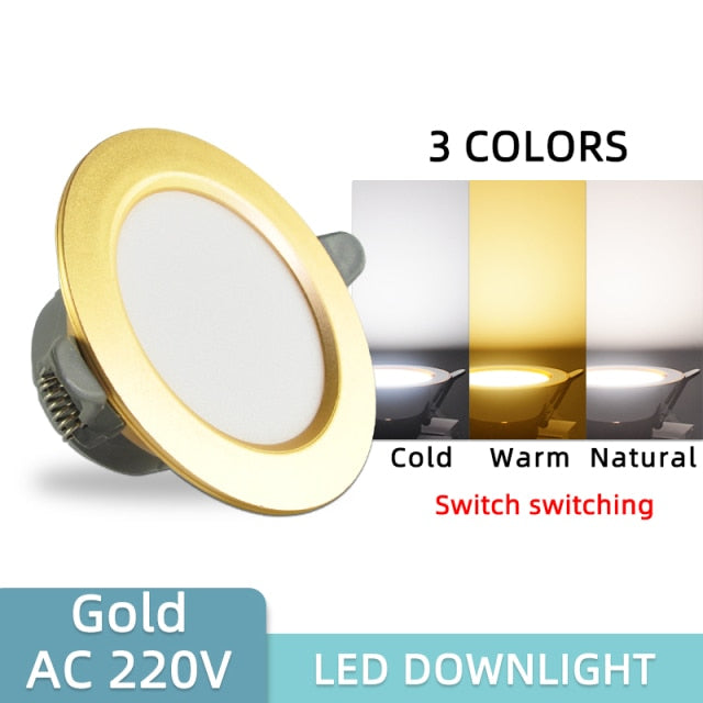 Led Downlight 10pcs 3W 5W AC220V-240V new six color led recessed downlight Kitchen living room led light spot Indoor round light