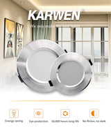 KARWEN LED Downlight Silver Body AC 220V 230V 240V Ceiling light 5W 9W 12W 15W 18W Led spotlight for living room