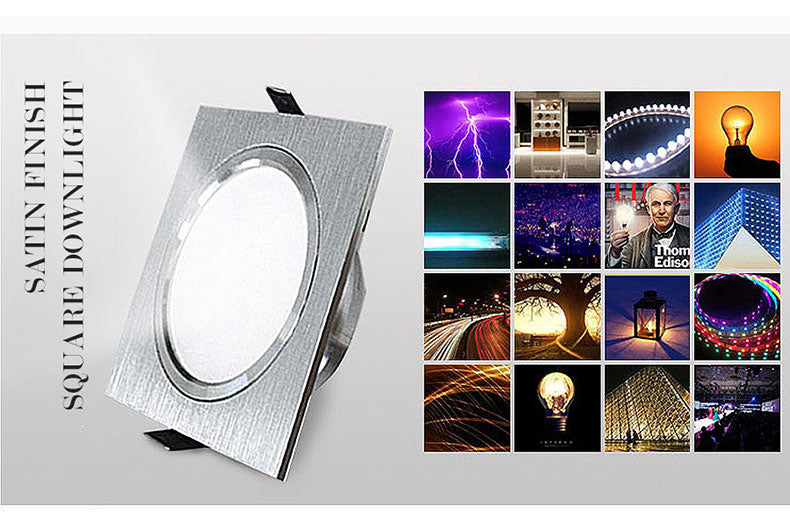 LED Downlights Square Brush silver 3W 6W 9W 12W AC220V 230V LED Ceiling Lamp Down Light for Kitchen/Home/Office Indoor Lighting