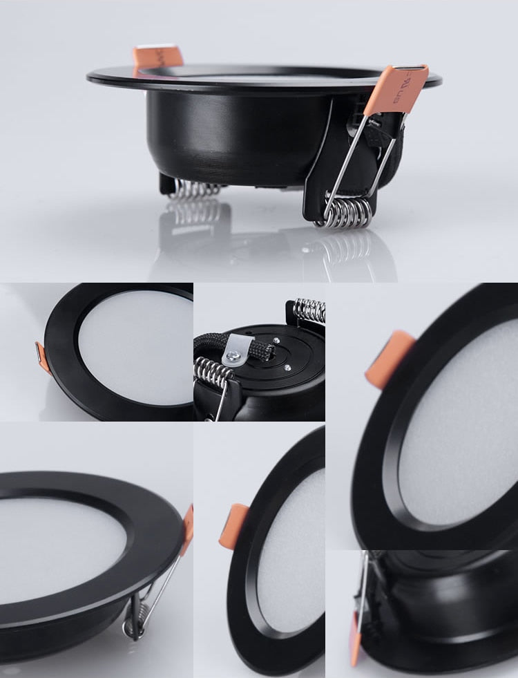 LED Black Downlight rgb 5w 7w 9w 12w 15w Recessed Lamp 220v LED Panel Light Bulb Bedroom Kitchen Bathroom Waterproof Lighting