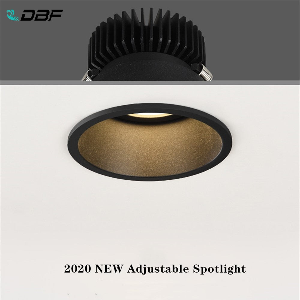 DBF No Flickering Angle Adjustable LED Ceiling Recessed Downlight 5W 7W 10W 12W 18W 20W LED Ceiling Spot Light Pic Background
