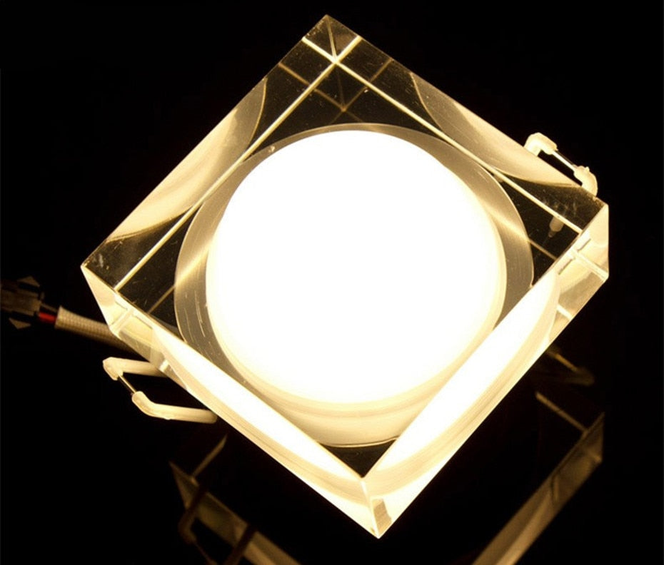 Downlight-led Recessed Lamps Acrylic Crystal Indoor Ceiling Spot Led Light 1W 5W 12W Square/Round For Home Decoration Lighting