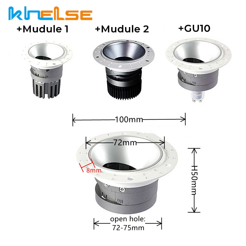 Round Recessed Ceiling Mount Downlight Frame Bracket LED MR16/GU10 Lamp Socket Holder Base Rimless Spot Lighting Fitting Fixture