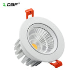 DBF Super Bright LED COB Recessed Downlight Dimmable 6W 9W 12W Angle Adjust Ceiling Spot Light Home Lighting 3000K/4000K/6000K