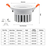 DBF Super Bright LED COB Recessed Downlight Dimmable 6W 9W 12W Angle Adjust Ceiling Spot Light Home Lighting 3000K/4000K/6000K
