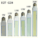 LED Lampada G24 E27 9W 11W 13W 15W 18W 30W downlight 85V-265V/AC Horizontal Plug lamp SMD5730 Bombillas led Corn Bulb Spot light